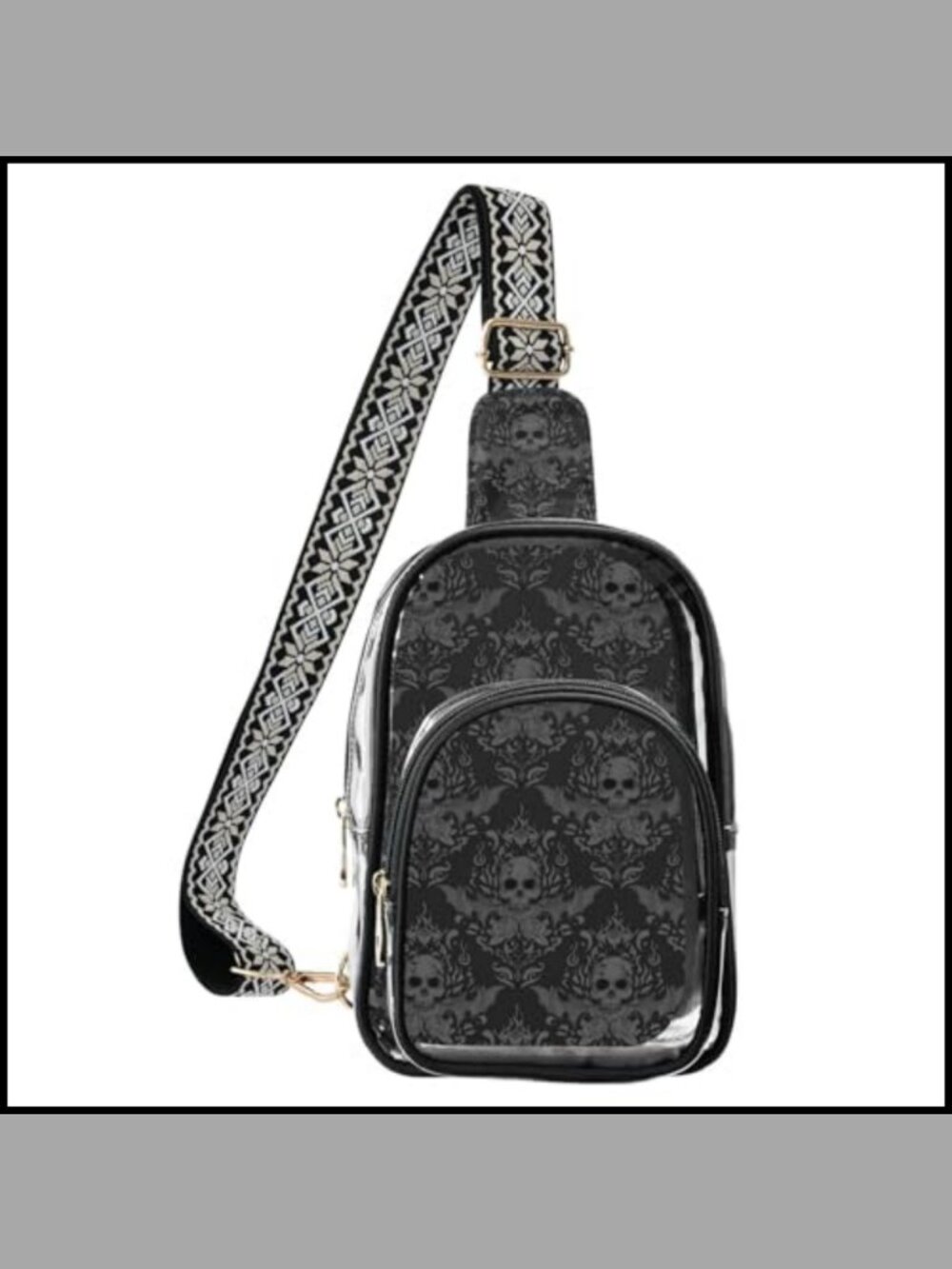 Clear Crossbody Sling Bag Polyester PVC Guitar Strap Chest Bag